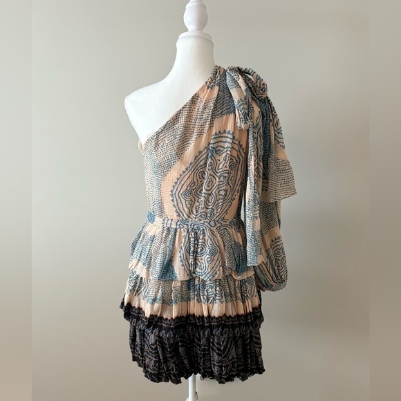 Ulla Johnson Leah Dress Moonstone One-Shoulder Ruffle Tiered Mini Size 4 - Picture 4 of 6